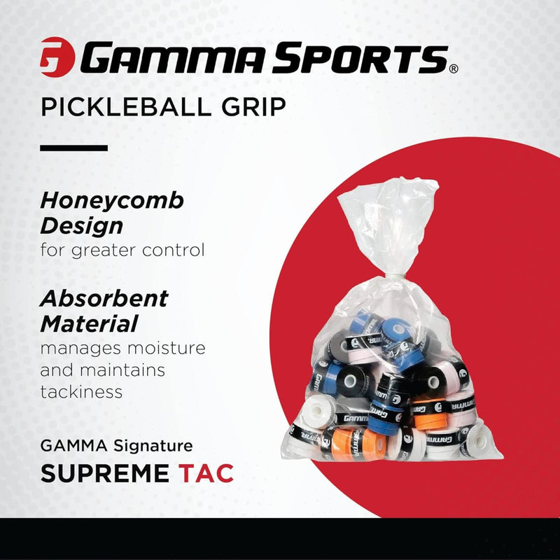 Bag of assorted tennis overgrips designed to provide enhanced grip, comfort, and control on racket handles.