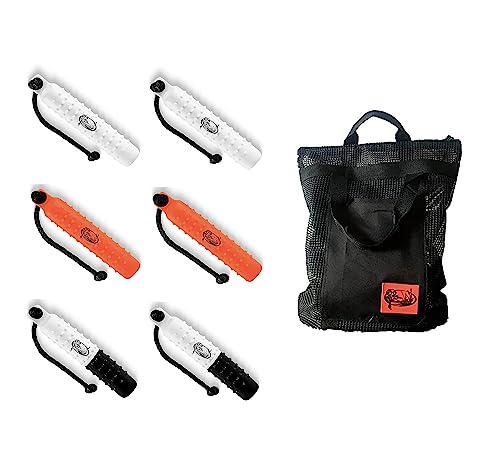 HuntEmUp Hunting Dog Training Kit – 6 Pack 2" Variety Retriever Bumpers with Throw Ropes & Mesh Bumper Bag