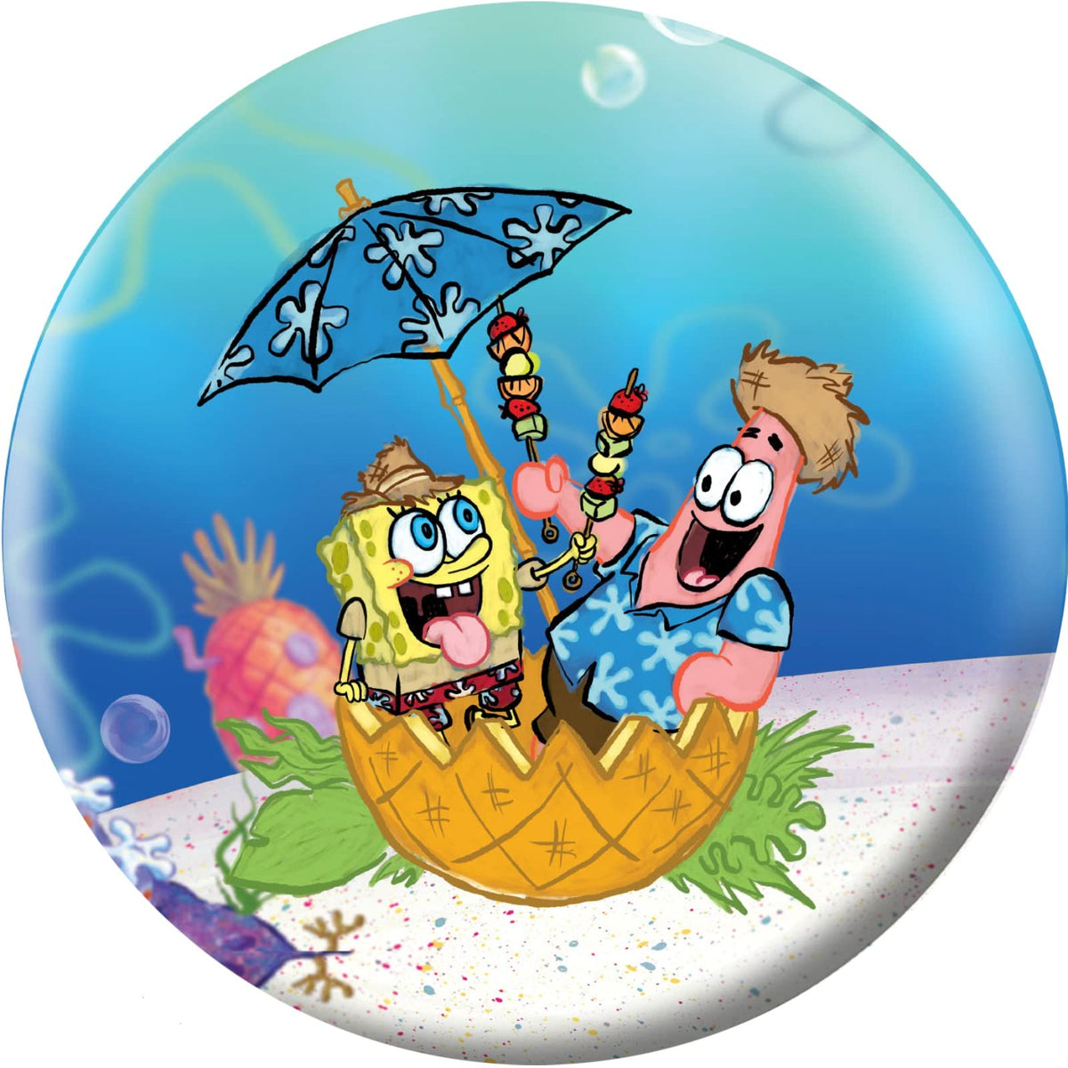 On The Ball Bowling Spongebob Themed Undrilled Bowling Ball - Beach Party - view 4