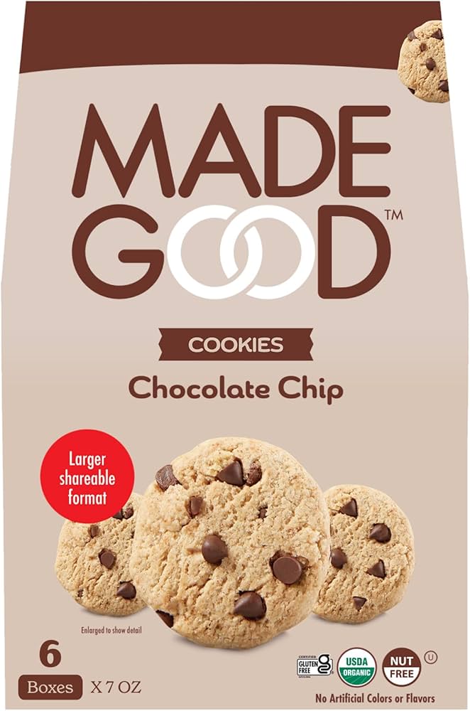 MadeGood Organic Chocolate Chip Crunchy Cookies, 7 oz (Case of 6)