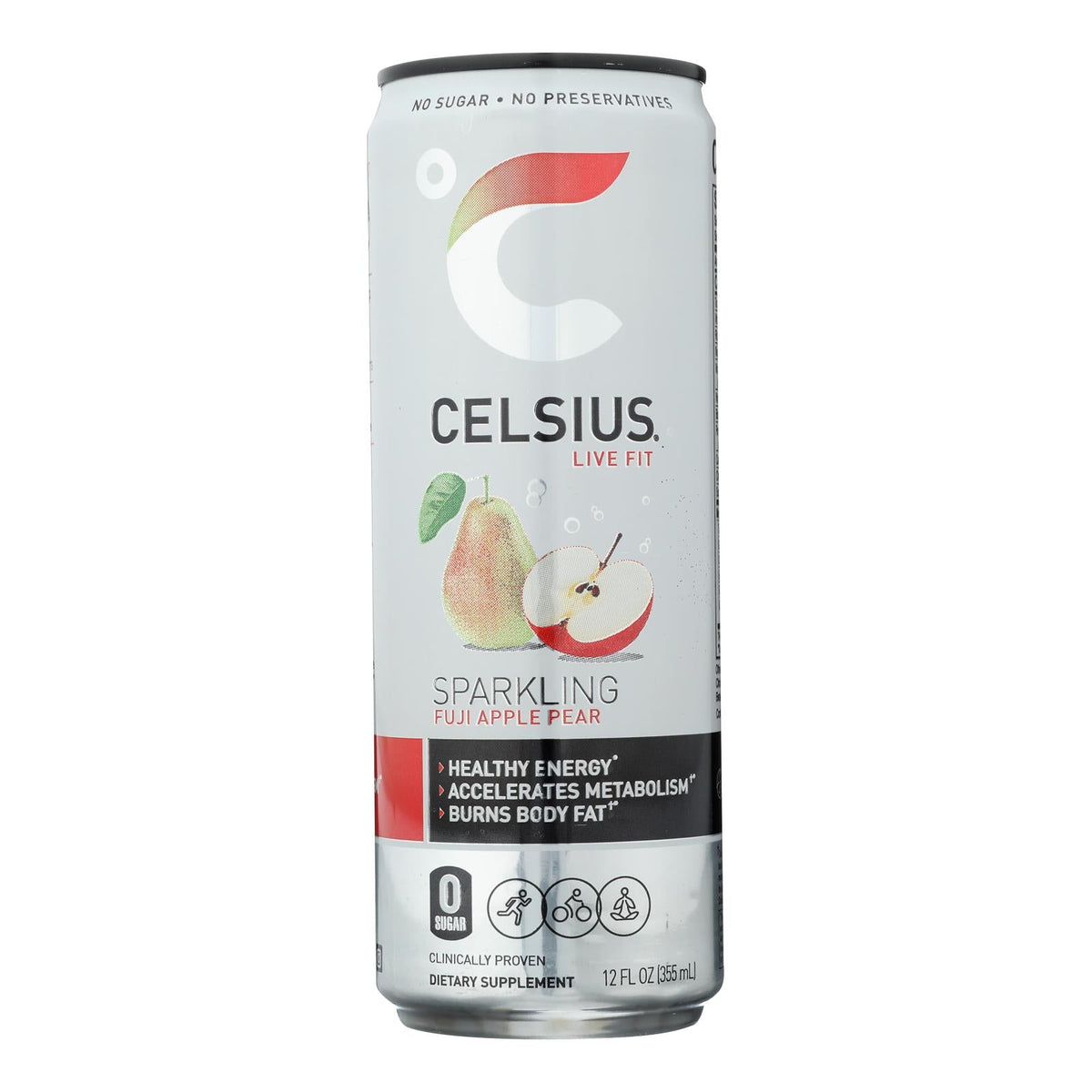 Celsius Sparkling Apple Pear, 12 fl oz (Case of 12)