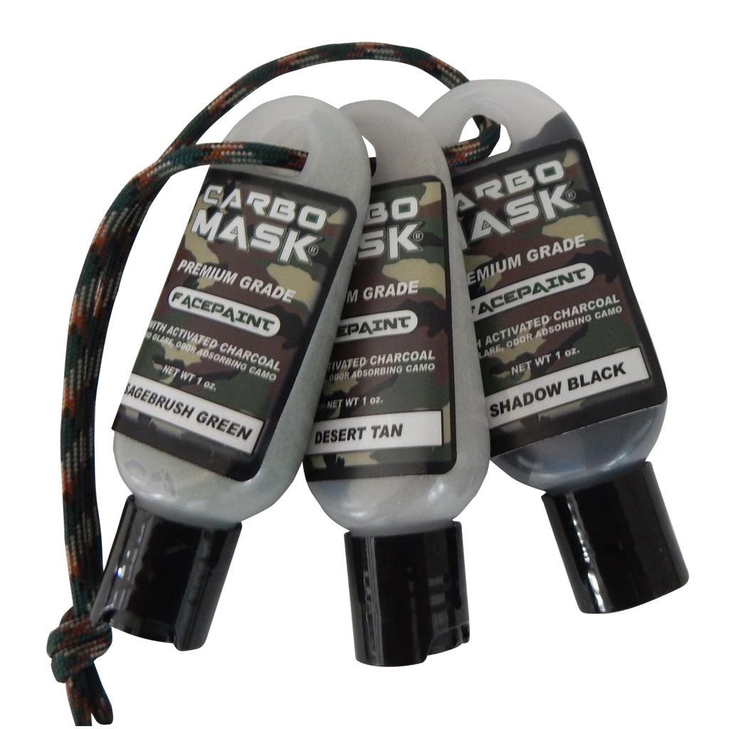 Carbomask Carbo Mask Facepaint in Black/Sage/Tan 1 oz. 3 pk. - Front View