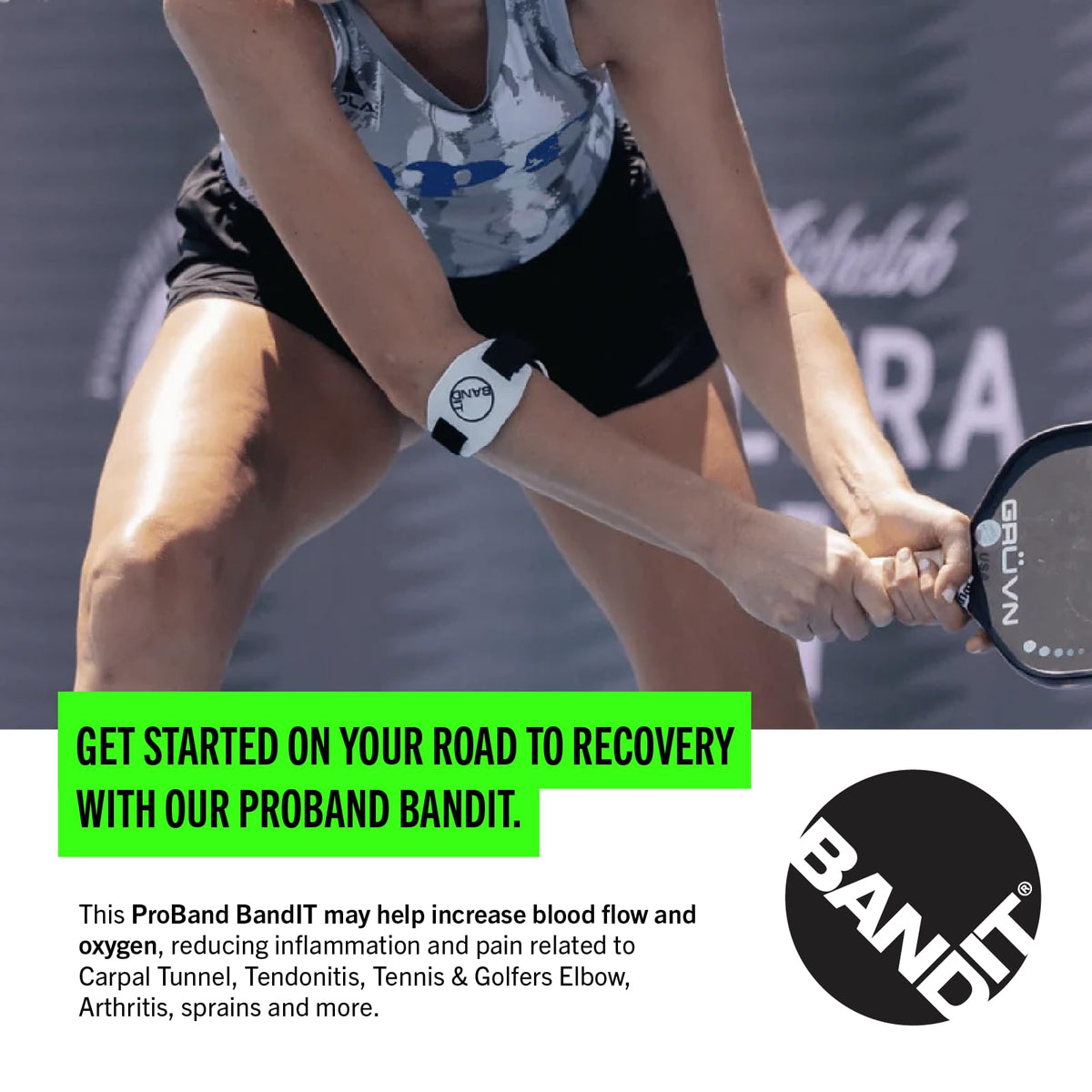 ProBand BandIT ® Therapeutic Arm Band for Elbow & Forearm Pain Relief, Anatomically Focused Dynamic Compression Band for Carpal Tunnel, Tendonitis, Tennis Elbow, Golfers Elbow, Sprains, & Arthritis, White - view 2