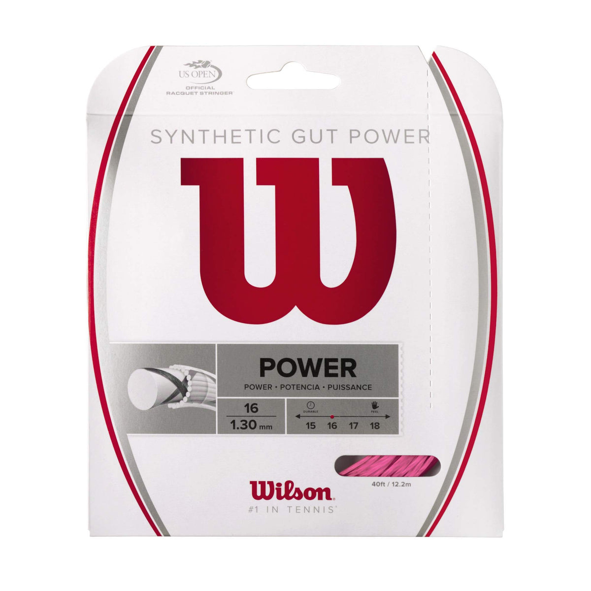 Wilson Synthetic Gut Power 16 Tennis String, 200m Reel, Pink - main view