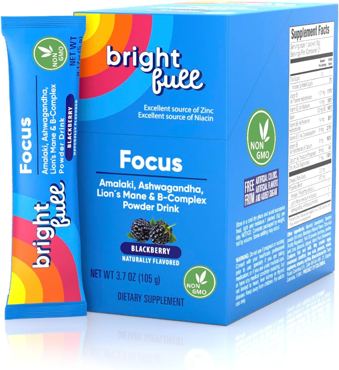 Brightfull Focus Blackberry Drink Mix, 21 x 0.17 oz