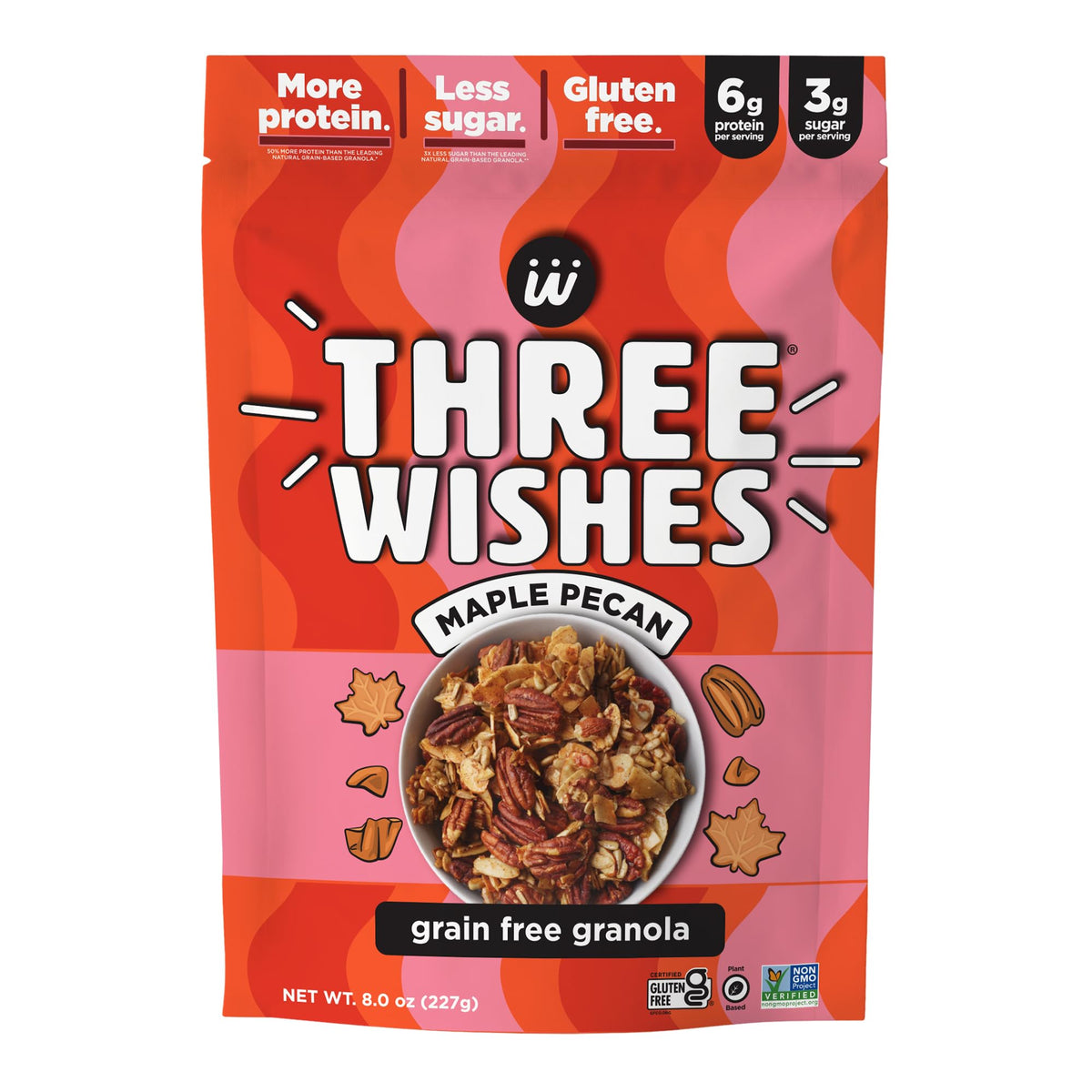 Three Wishes Grain-Free Maple Pecan Granola, 8 oz (Case of 8)