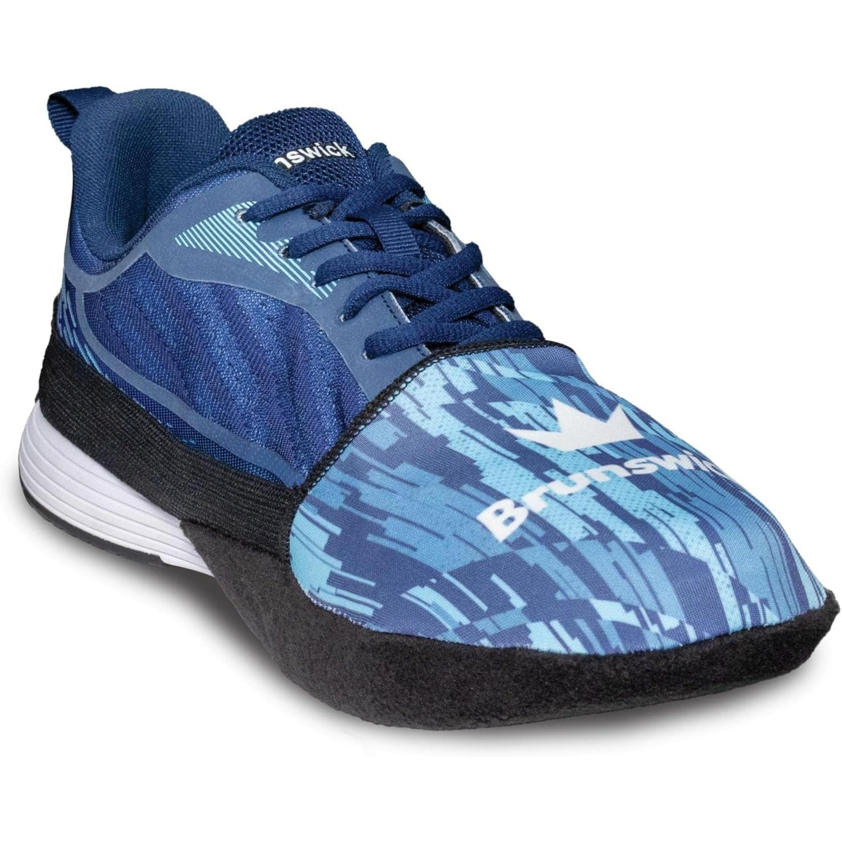 Bowling shoe slider cover with a slip-on design, smooth gliding sole, and elastic fit, used to help bowlers achieve a controlled slide on the approach.