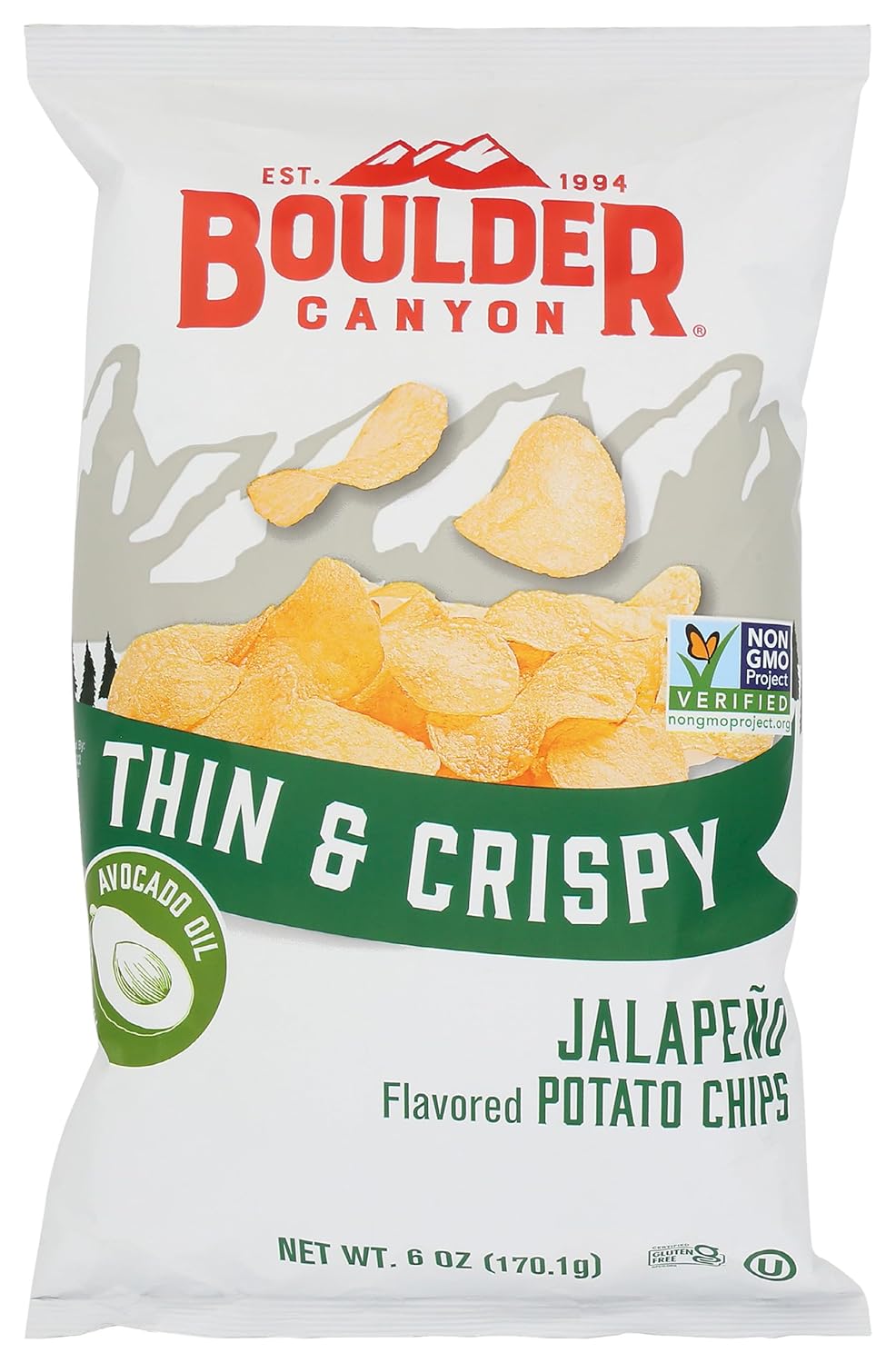 Boulder Canyon Jalapeno Potato Chips, 6 oz (Case of 12)