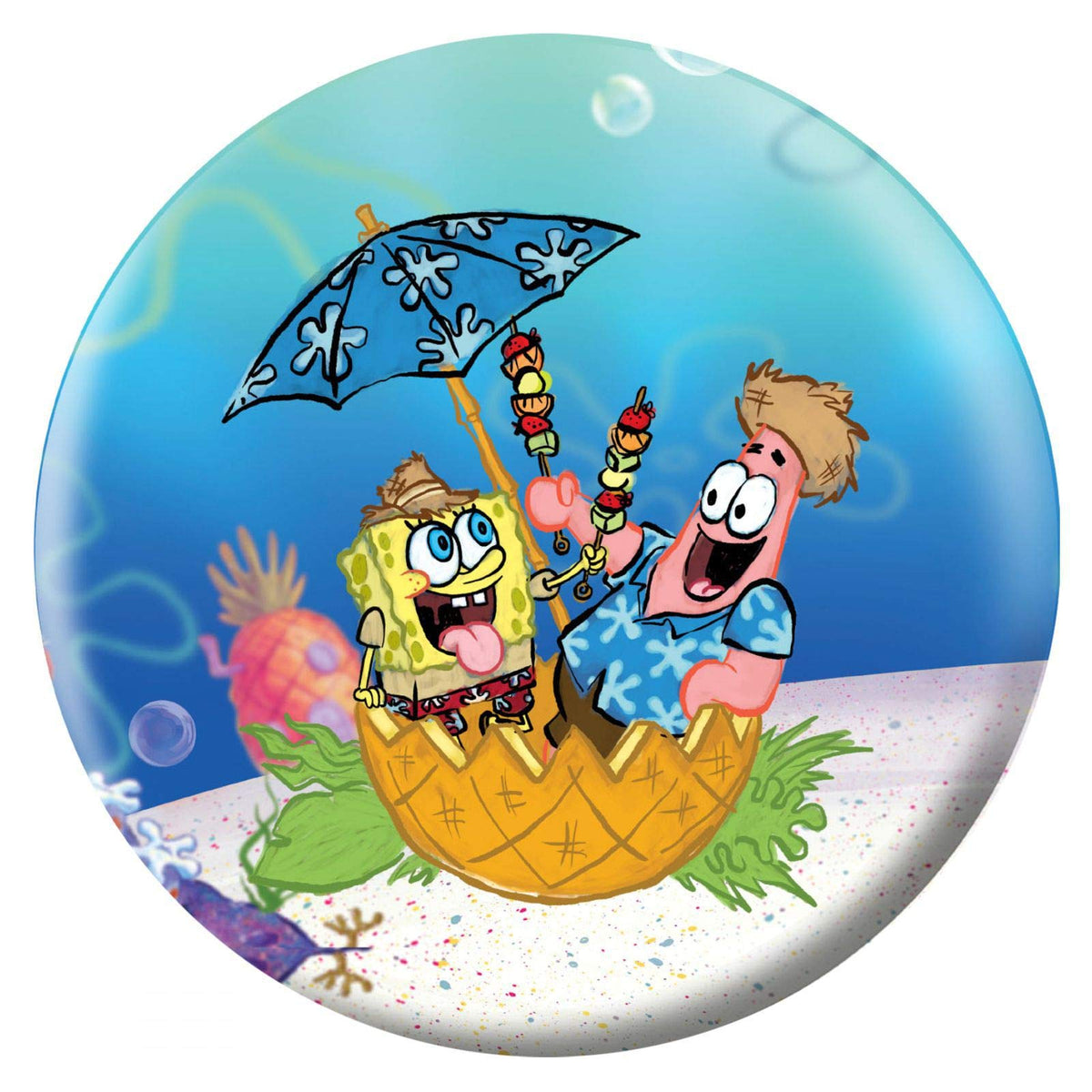 On The Ball Bowling Spongebob Themed Undrilled Bowling Ball - Beach Party - view 2