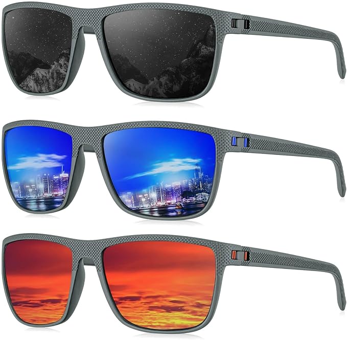 KALIYADI Polarized Sunglasses for Men, Lightweight Sun Glasses with UV Protection for Driving Fishing Golf