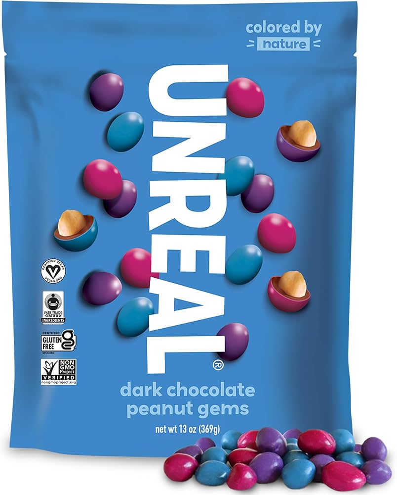 Unreal Dark Chocolate Peanut Gems, 13 oz (Case of 9)