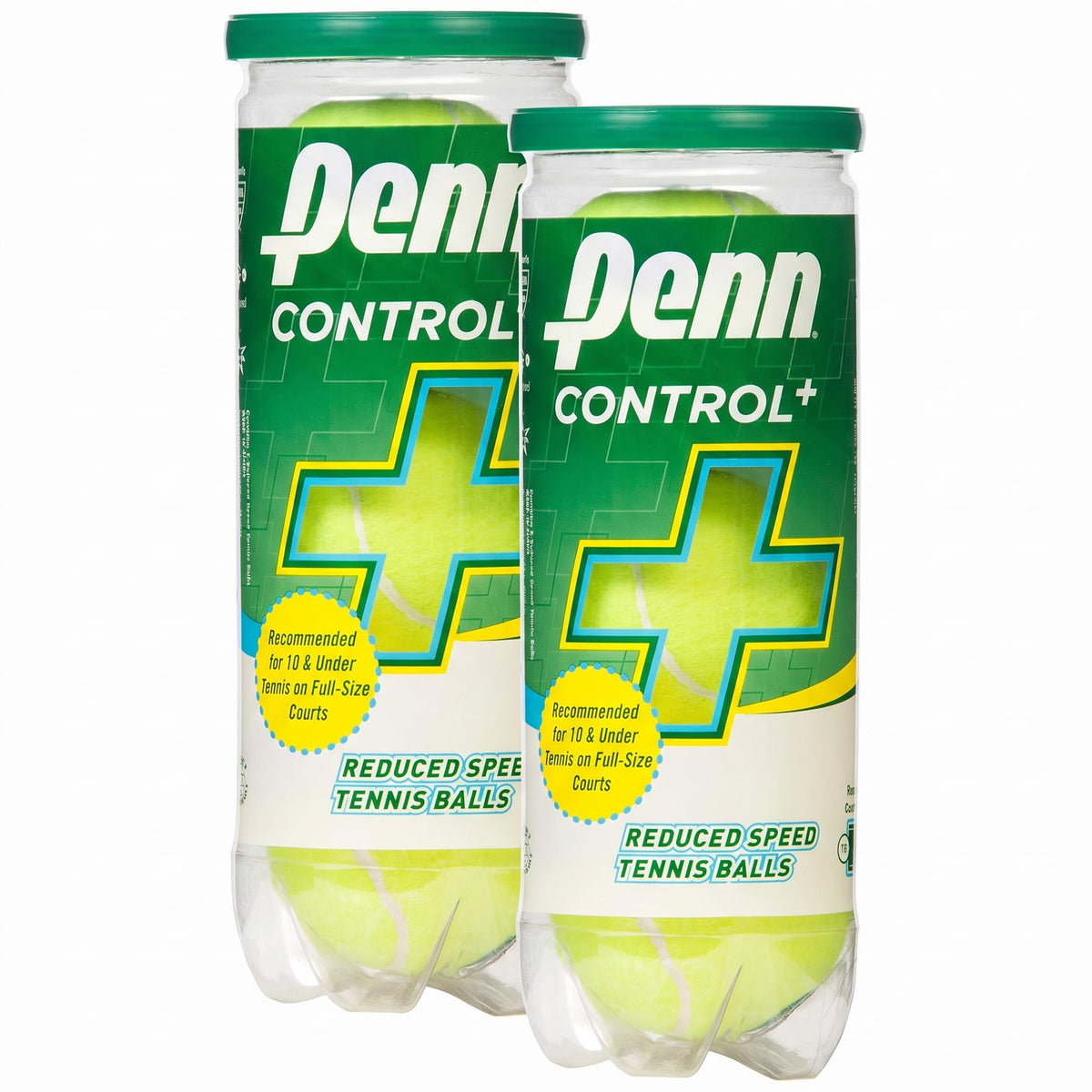 Penn Control Plus Green Dot Tennis Balls - 2 Can Pack - front