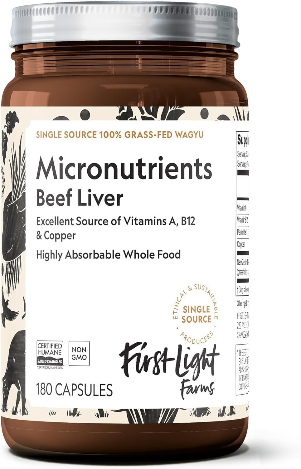 First Light Farms Beef Liver Supplement, 180 tablets