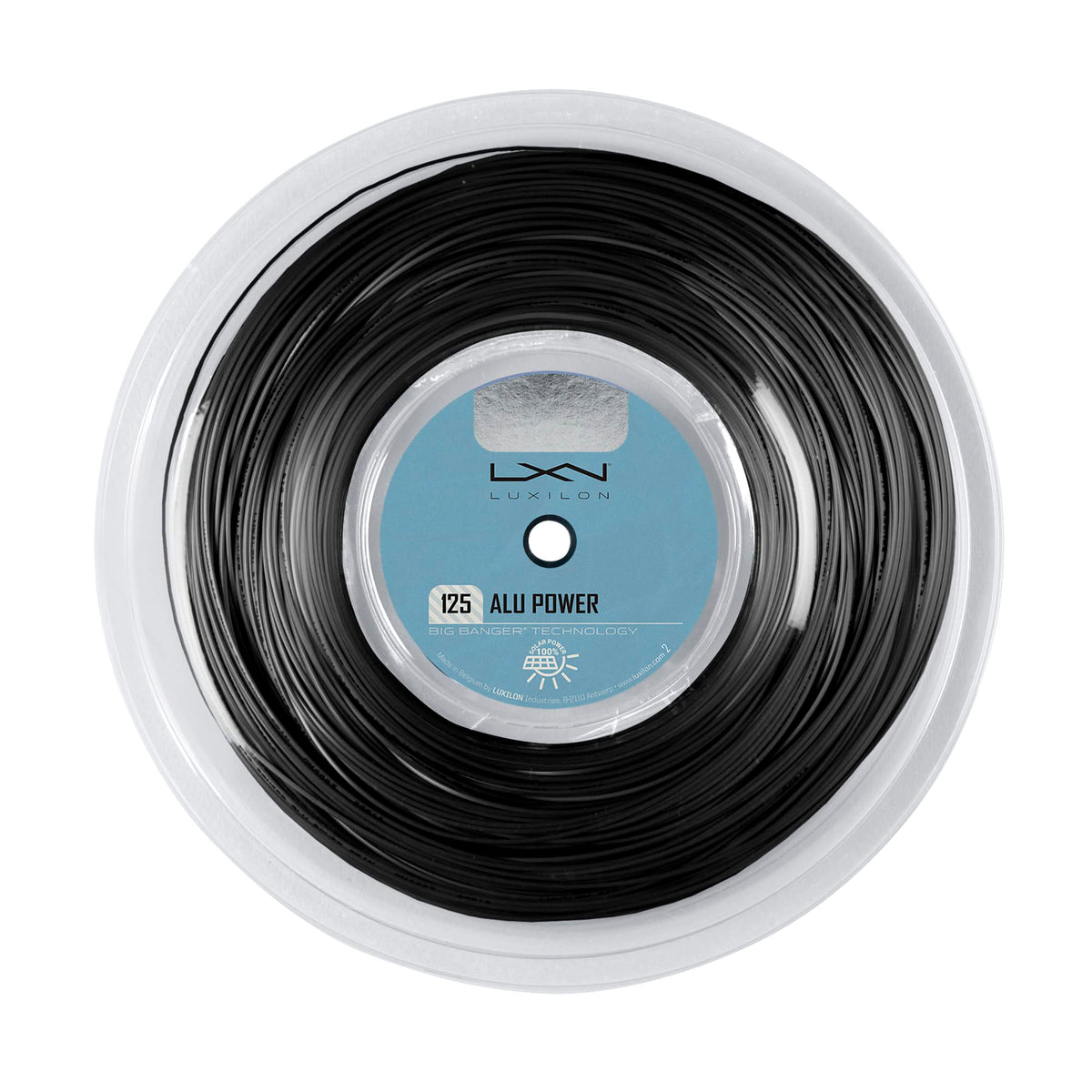 Luxilon ALU Power 16L Gauge 1.25mm Tennis String Reel 200m, Black - main view