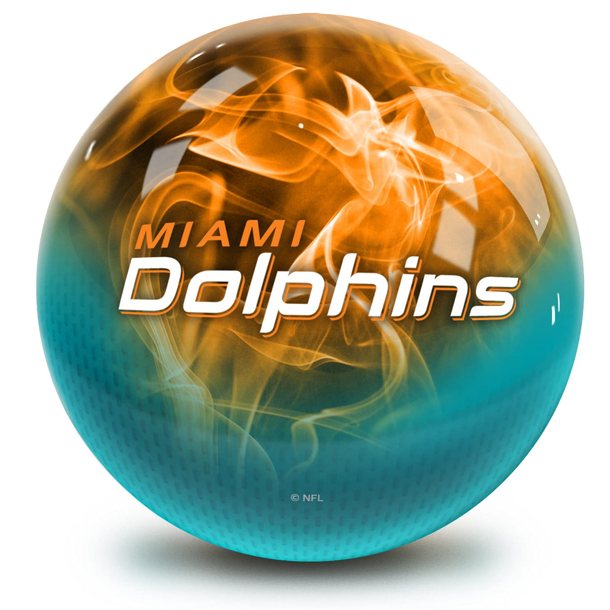 On The Ball Bowling NFL Miami Dolphins Undrilled Polyester Bowling Ball (On Fire) - view 1