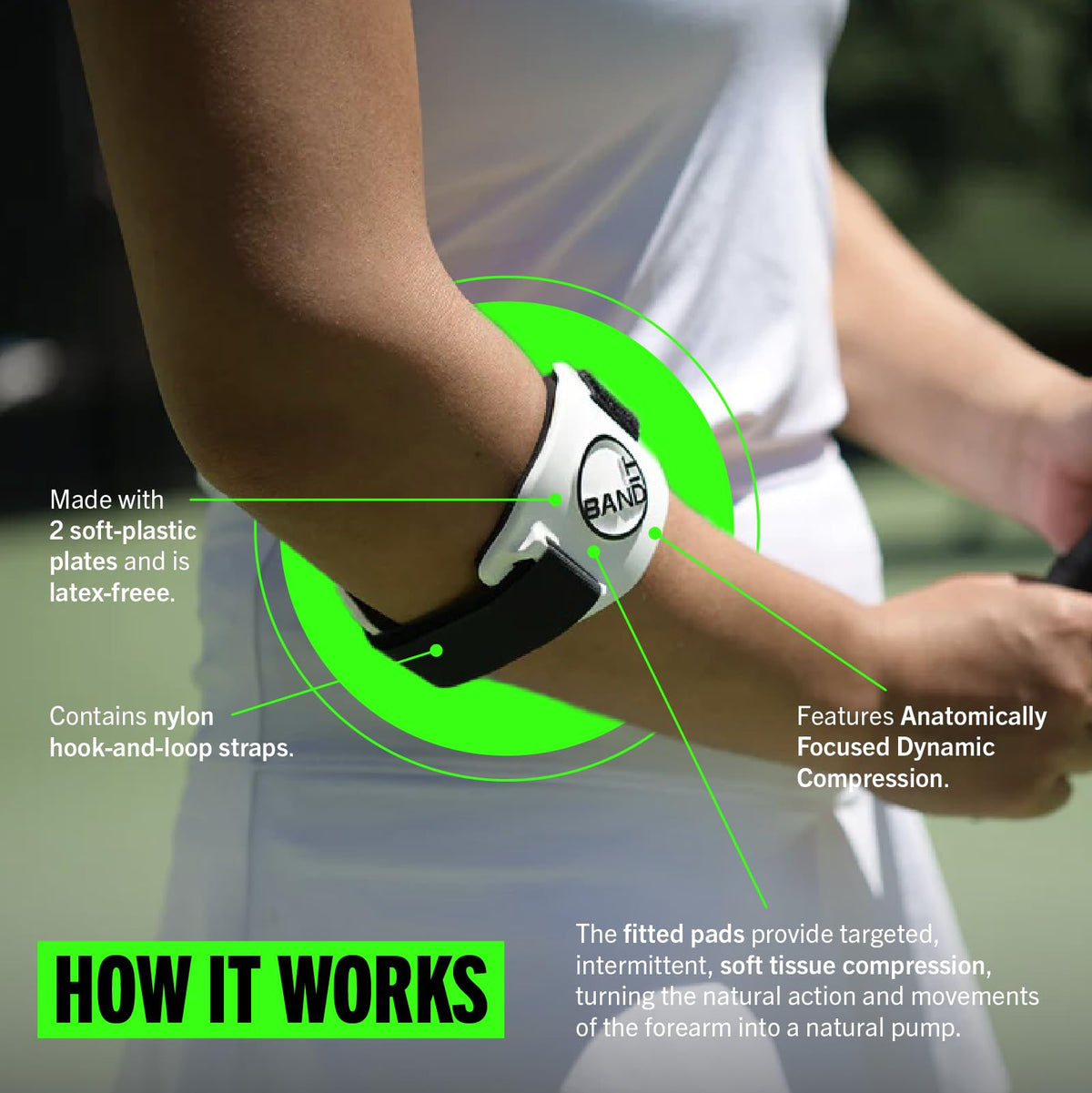 ProBand BandIT ® Therapeutic Arm Band for Elbow & Forearm Pain Relief, Anatomically Focused Dynamic Compression Band for Carpal Tunnel, Tendonitis, Tennis Elbow, Golfers Elbow, Sprains, & Arthritis, White - view 3
