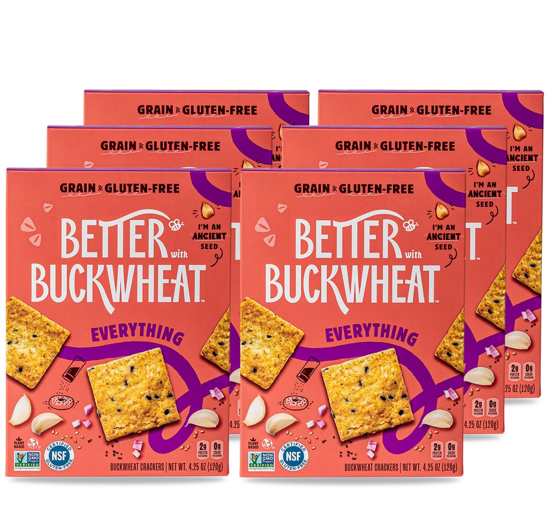 Better With Buckwheat Everything Crackers, 4.25 oz (Case of 6)