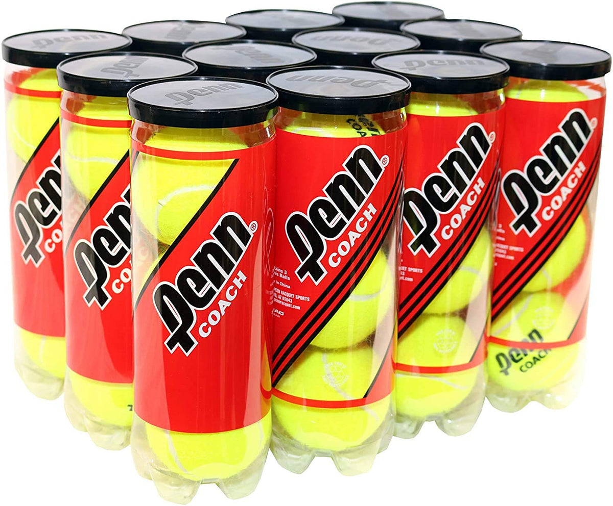 Penn Coach Practice Tennis Balls - 12 Can Pack - front