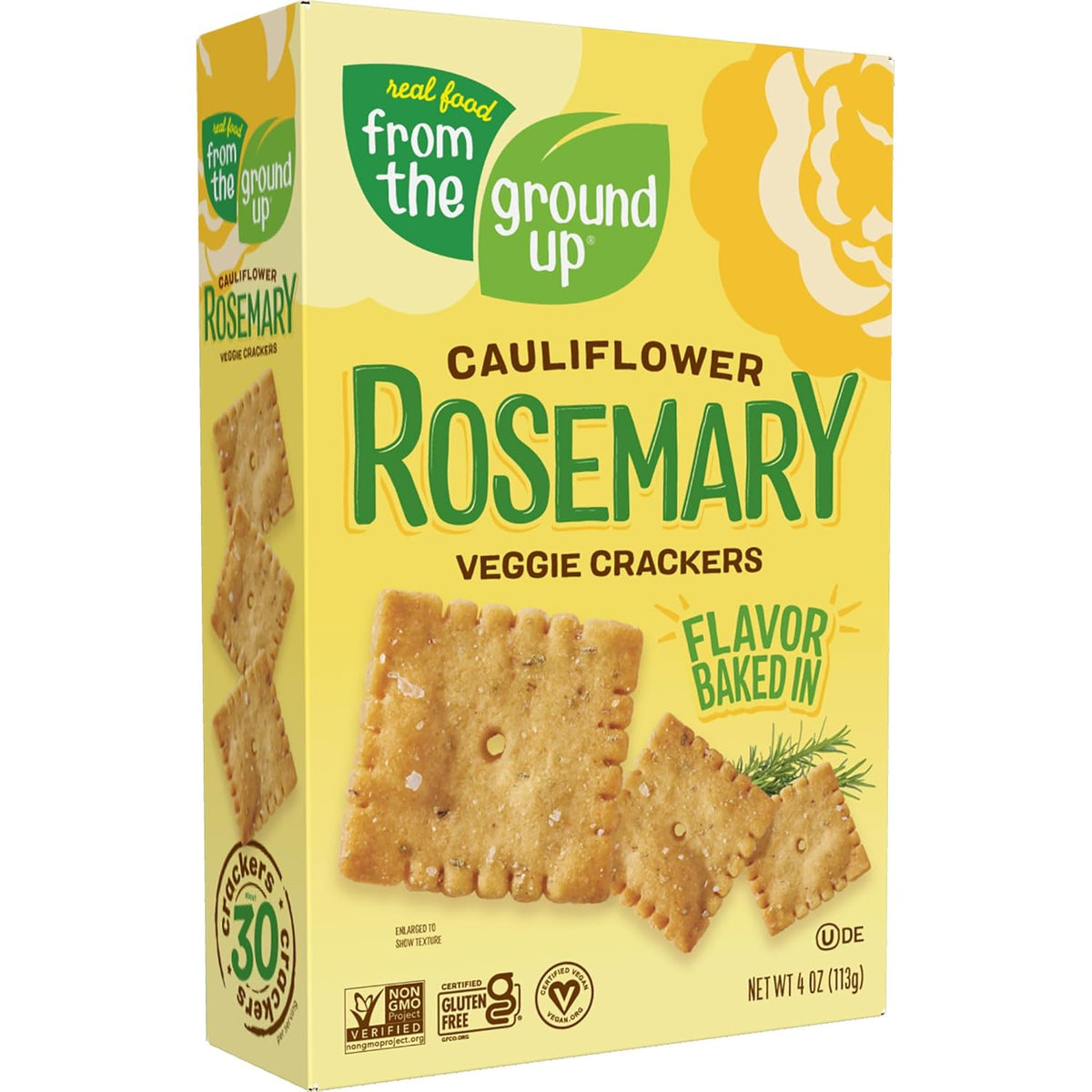 From The Ground Up Rosemary Cauliflower Crackers, 4 oz (Case of 6)
