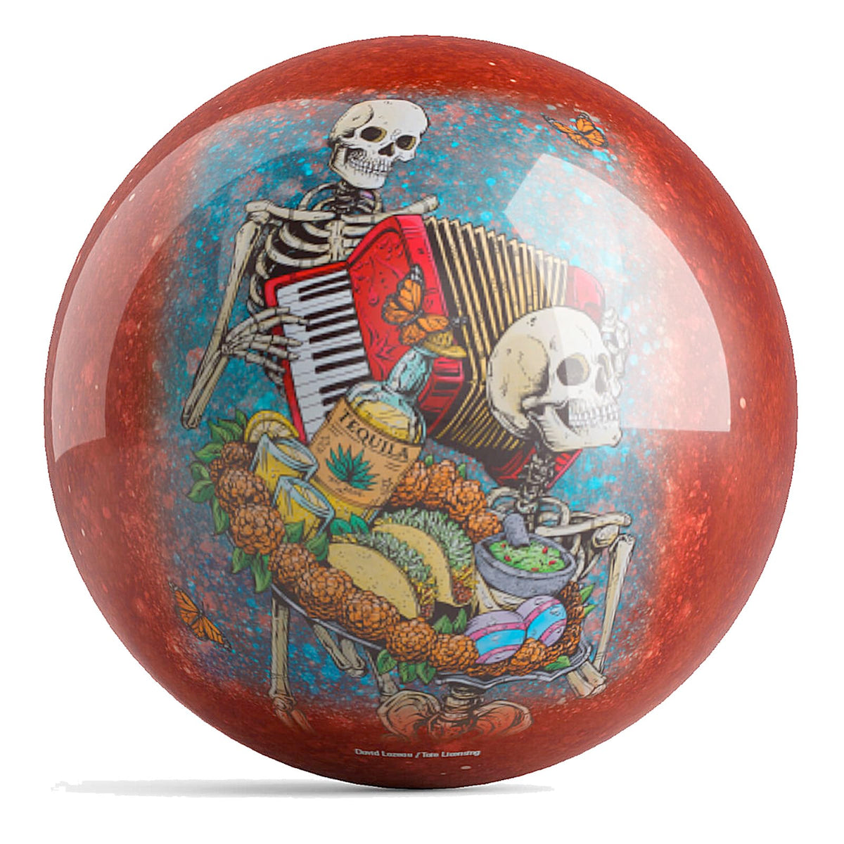 On The Ball Bowling David Lozeau Day of the Dead Celebrations UNDRILLED Bowling Ball (8, Pounds) - view 2