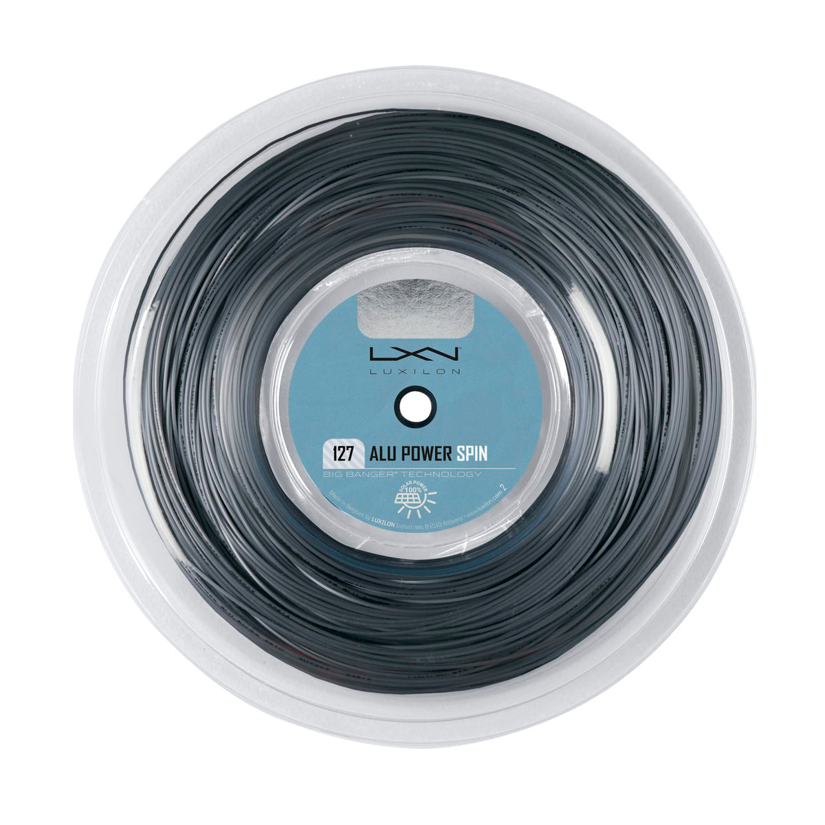 Luxilon ALU Power Spin 127 Tennis String Reel, 16L Gauge 1.27mm, 220m, Silver - main view
