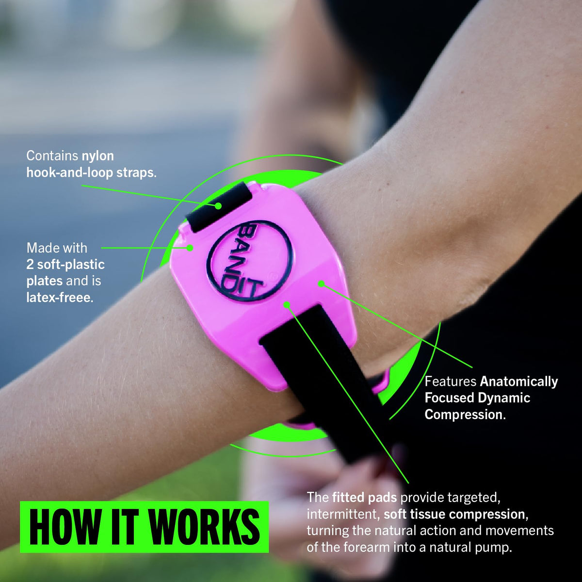 ProBand BandIT PINK - Compression Arm Band for Elbow & Forearm - Helps Relieve Pain & Swelling - For Carpal Tunnel, Tendonitis, Tennis & Golfers Elbow, Sprains, Arthritis & More - Latex-Free - One Size Fits - view 3