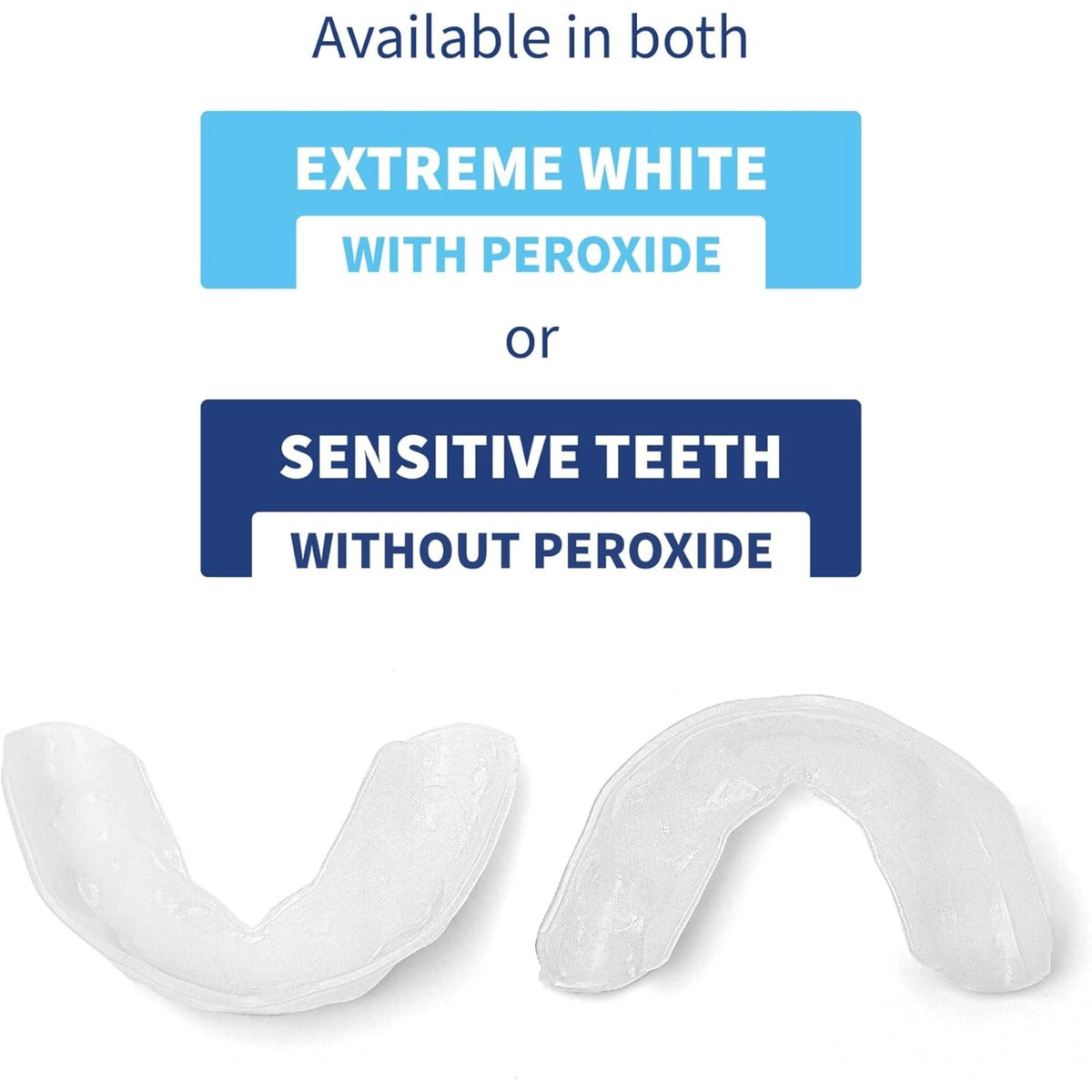 Teeth whitening kit bundle with dental tray, storage case, and multiple gel syringes for whitening treatment with peroxide.