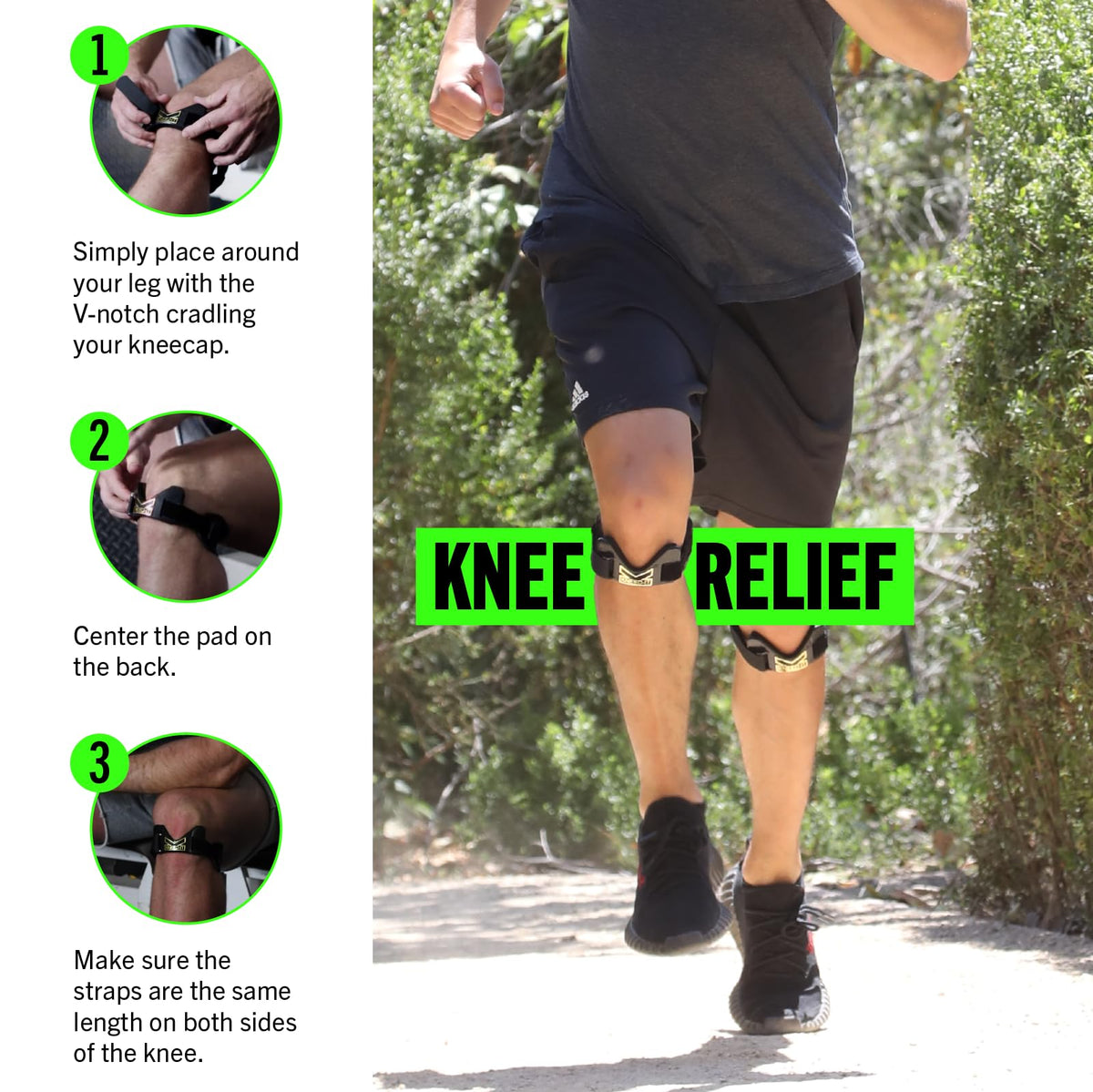 PROBAND KneedIT Compression Band for Knee Pain Relief, Latex-Free - Helps Relieve Pain & Swelling for Arthritis, Tendinitis, Osteoarthritis, Runner’s & Jumper's Knee & More, Stealth Black - view 4