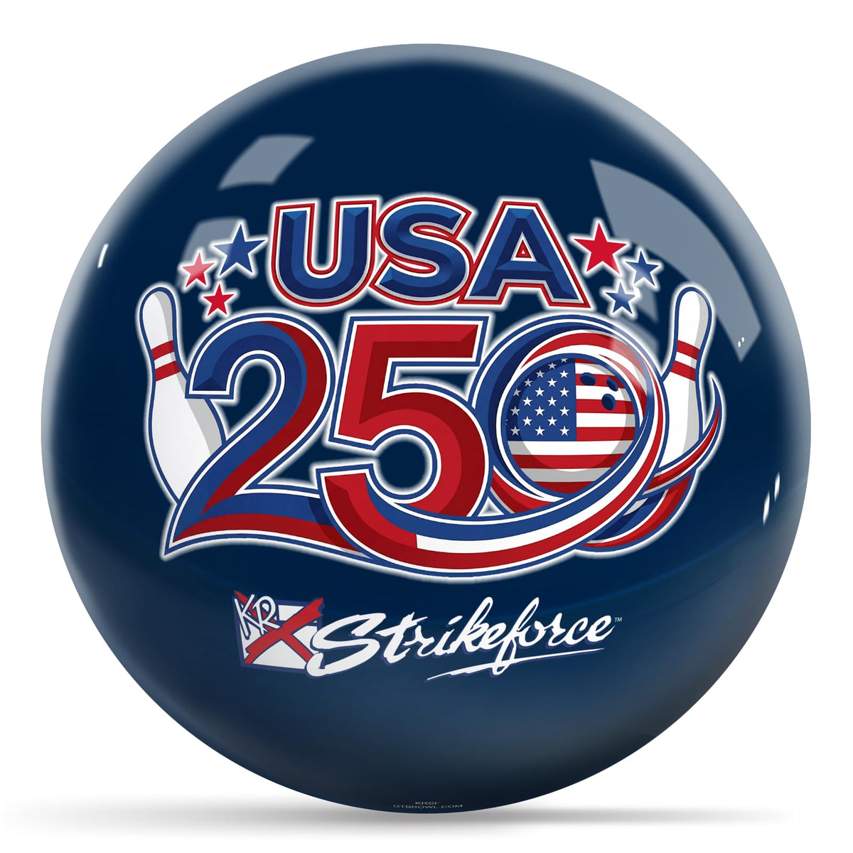 On The Ball Bowling KR Strikeforce USA 250-Year Celebration Undrilled Polyester Bowling Ball (14, Pounds) - view 1