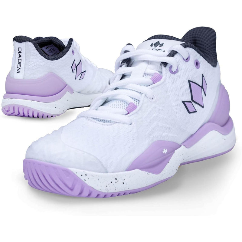 Pair of athletic court shoes with lace-up design, cushioned soles, and supportive structure for court play.