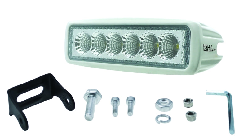 Hella Value Fit Mini Flush Mount 7.7in - 18W White Housing Flood Beam LED Light Bar - View 2