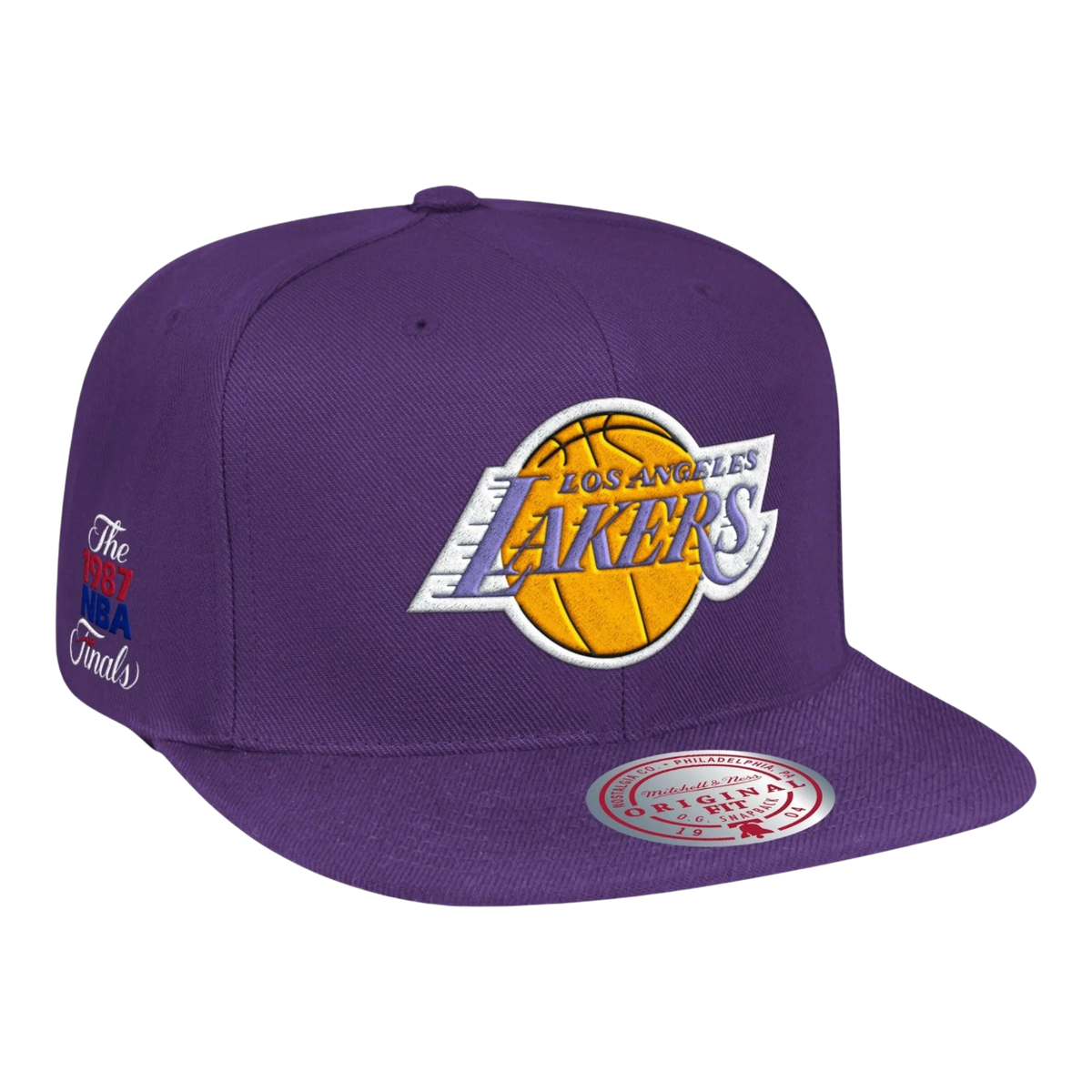 Mitchell & Ness Los Angeles Lakers HWC 1987 Finals Patch Men's Snapback Hat — Purple Adjustable Cap
