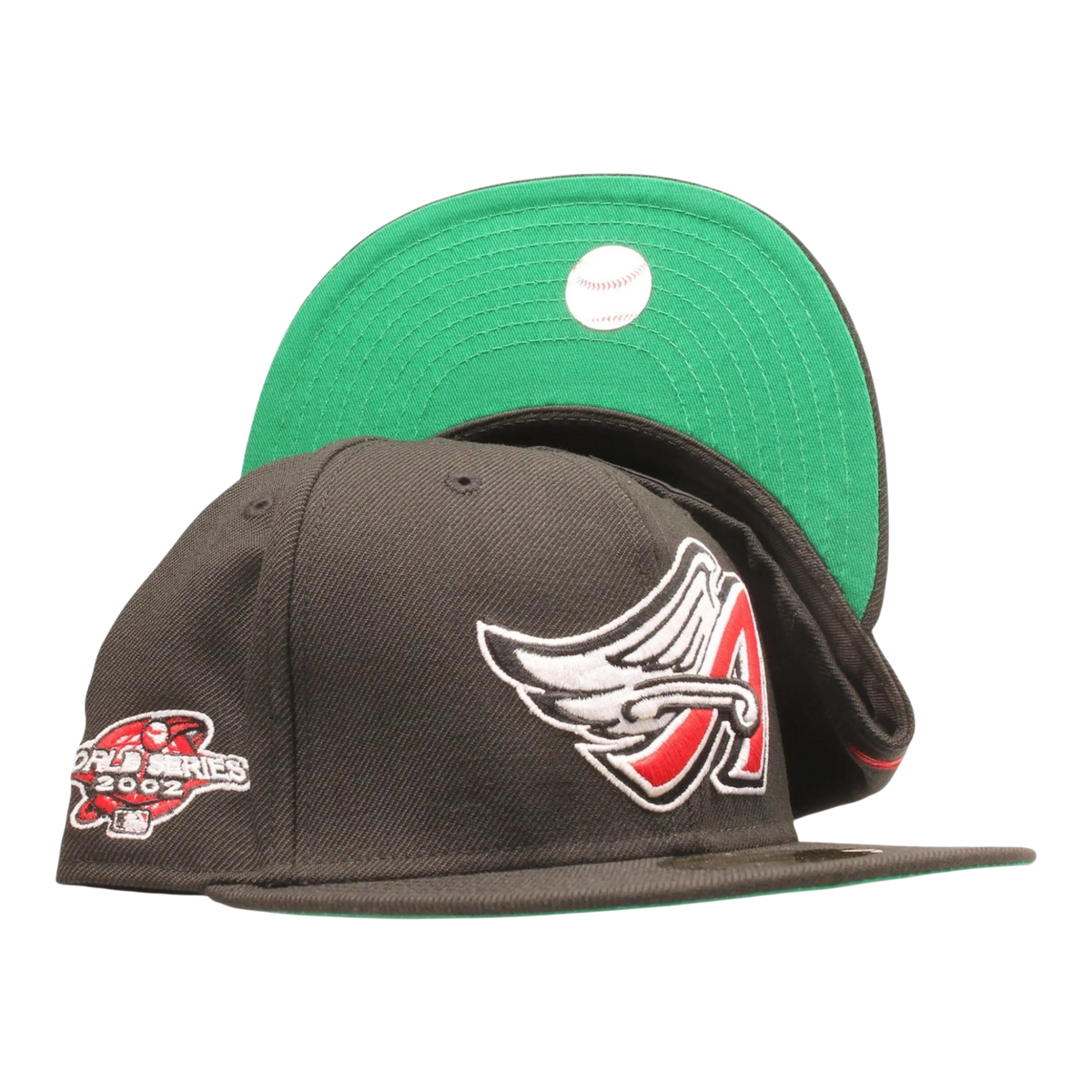 New Era 59FIFTY Anaheim Angels 2002 World Series Men's Fitted Hat — Black Wool w/ Green Undervisor