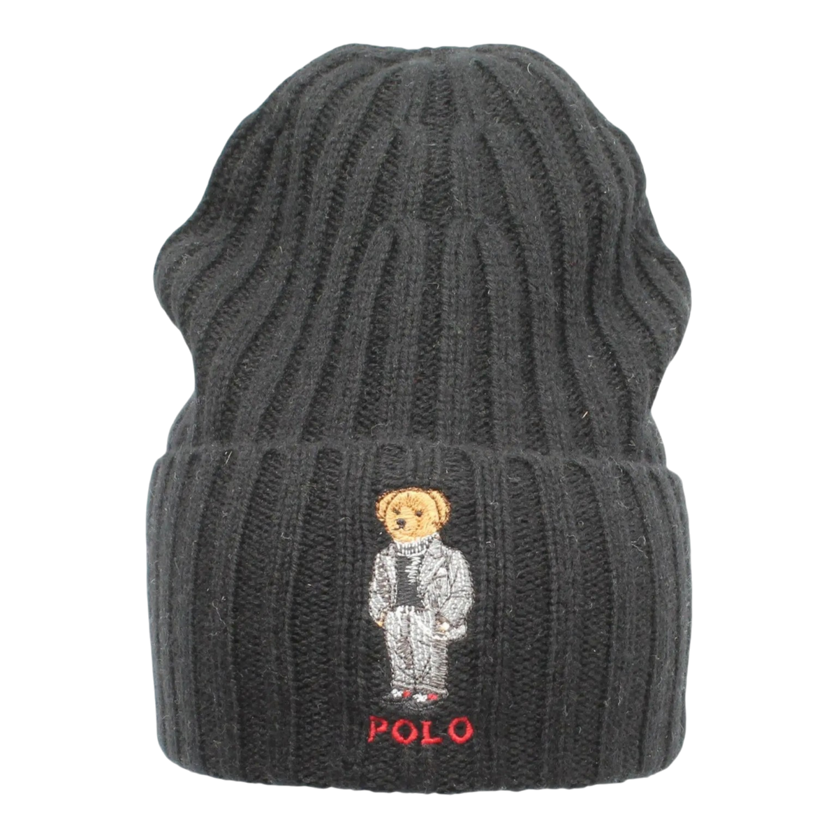 Polo Ralph Lauren Polo Bear Chalk-Stripe Knit Cuffed Beanie Men's Hat — Navy