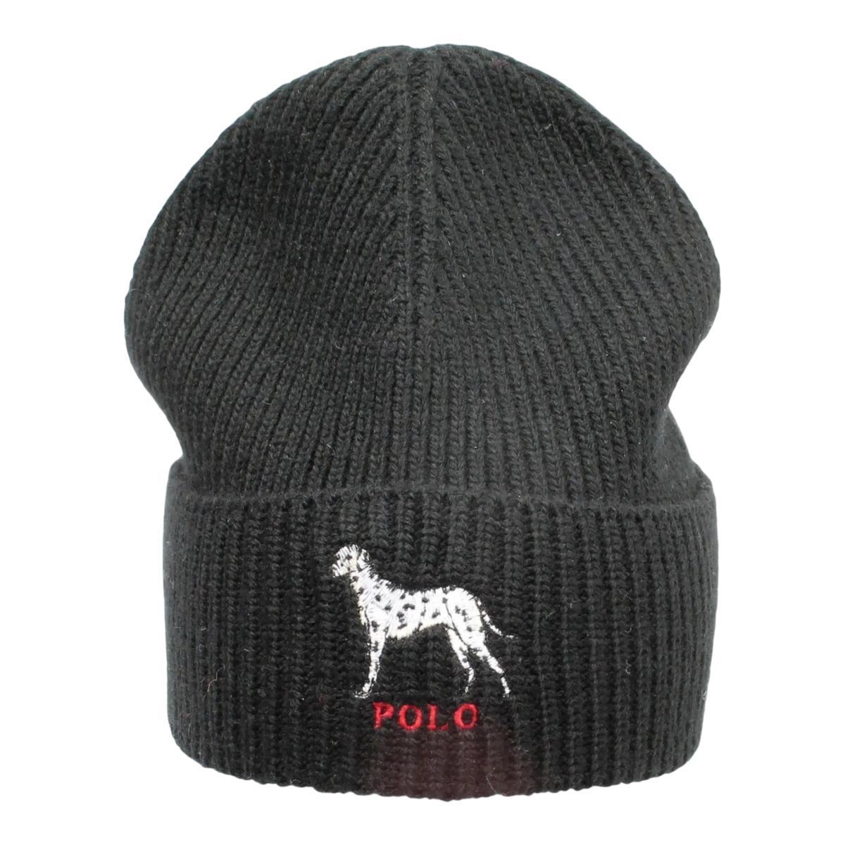 Polo Ralph Lauren Dalmatian Dog Knit Cuffed Beanie Men's Hat — Black