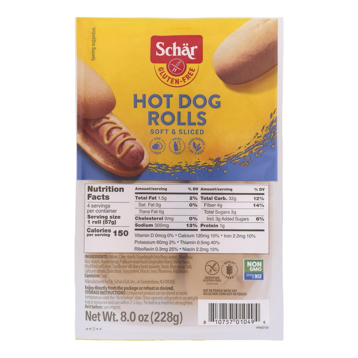 Schar Gluten Free Hot Dog Rolls, 8 oz (Case of 4)
