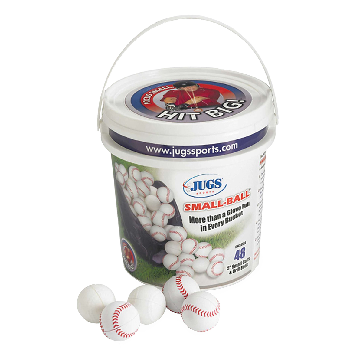 JUGS Small-Ball Bucket, 4 Dozen Small-Balls in White - Front View