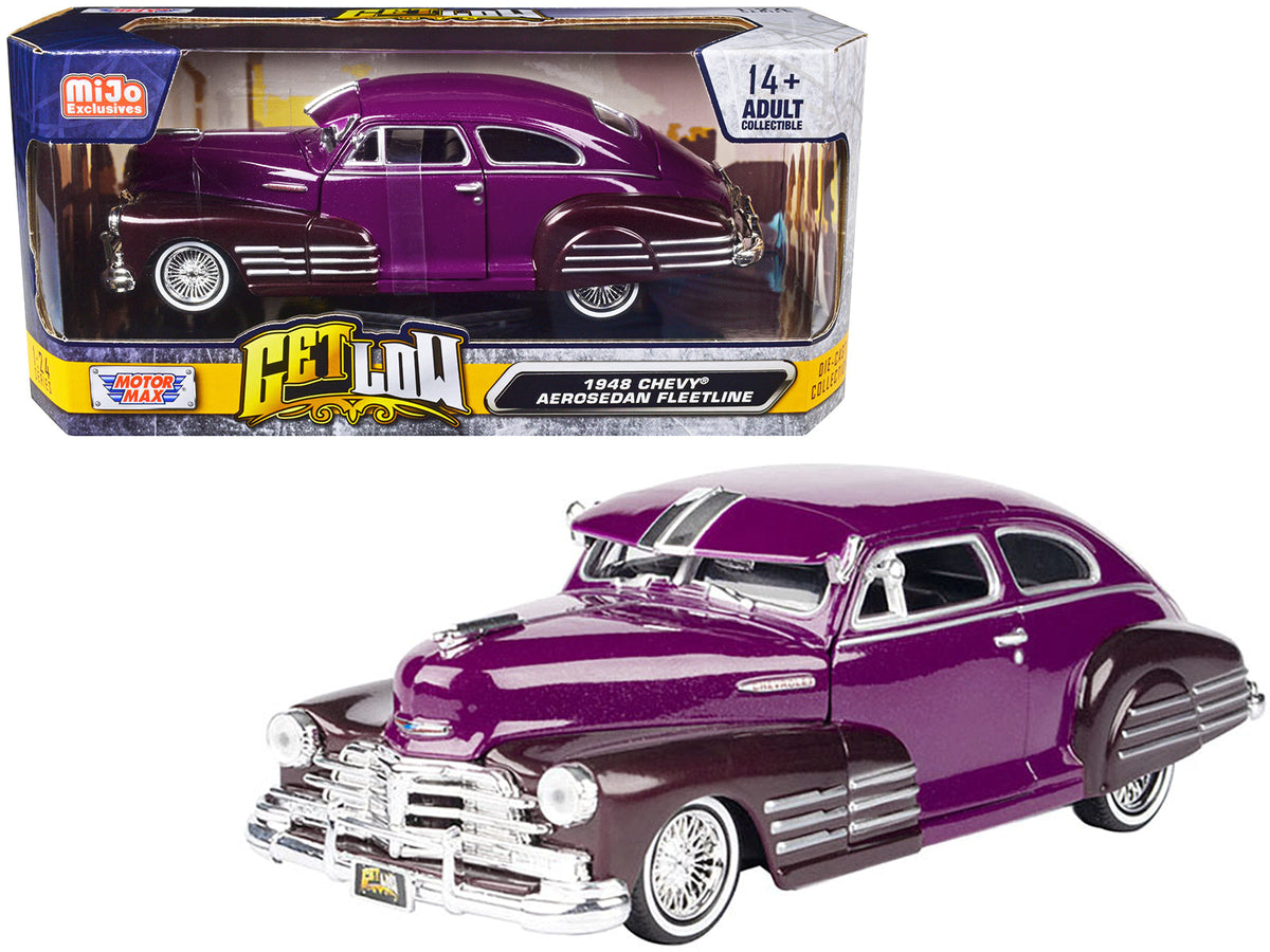 1948 Chevrolet Aerosedan Fleetside Lowrider Purple Metallic and Dark Purple Metallic Two-Tone "Get Low" Series 1/24