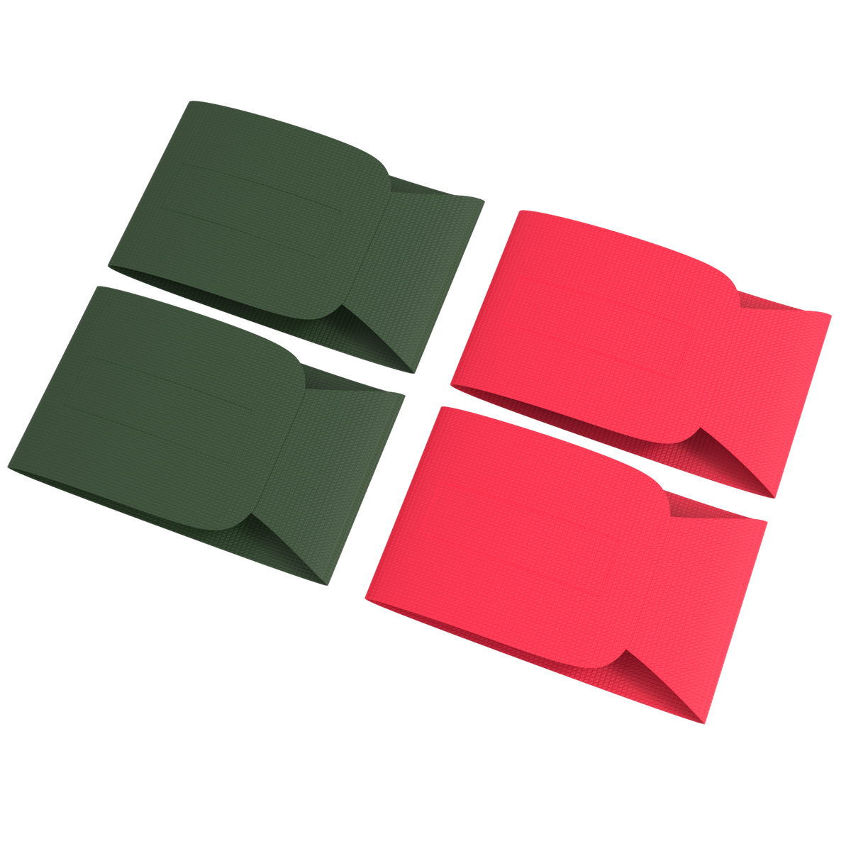 Two green envelopes and two red envelopes on a white background