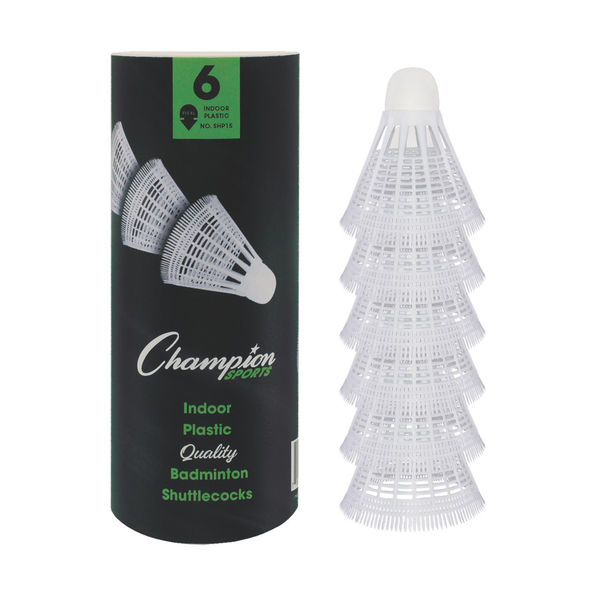 Champion Sports Plastic Shuttlecocks, Tube of 6 - Alternate View 2