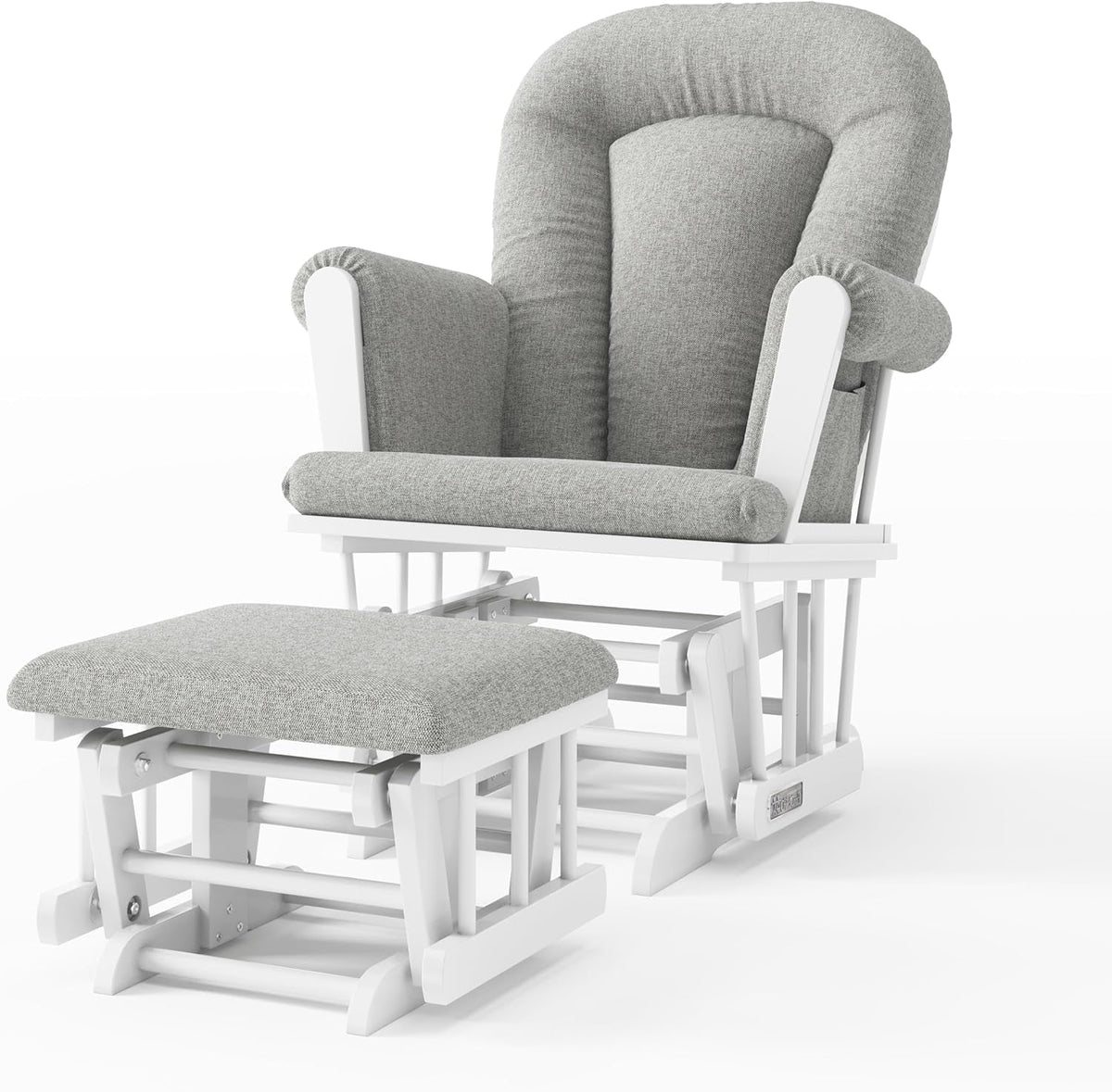 Glider & Ottoman Set, Nursery Gliding Chair with Storage Pockets - View 2