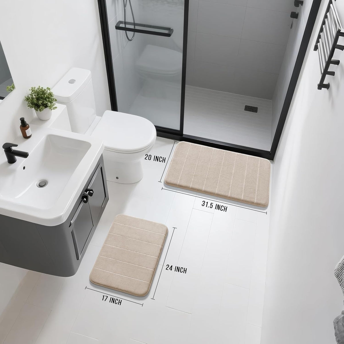 Bath Rug Set, 2-Piece Memory Foam Non-Slip - View 3