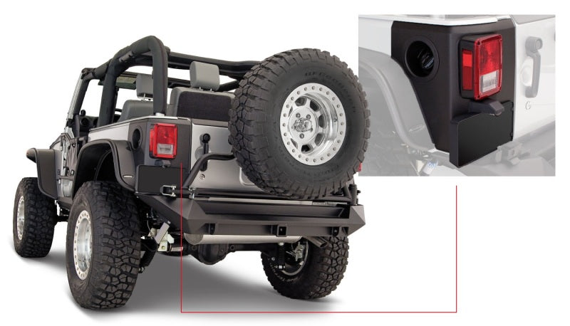 Bushwacker 07-18 Jeep Wrangler Trail Armor Rear Corners - Black - View 2