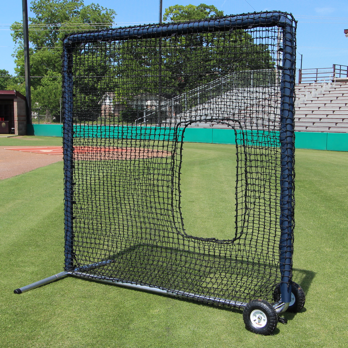 Cimarron 7x7 #42 Premier Softball Net and Frame with Wheels and Padding - Front View