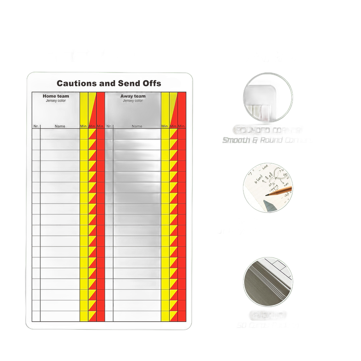 Great Call Athletics Soccer Referee Game Cards Pro 50 Pack Double Sided Thick Print Match Data Record Set