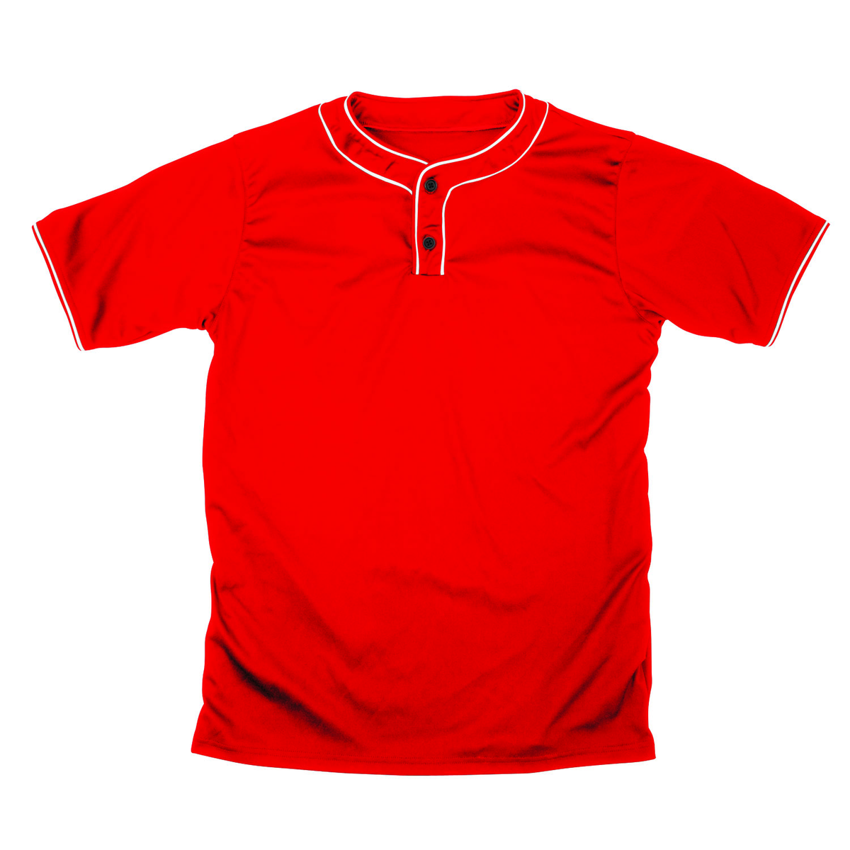 Martin Sports Two Button Baseball Jersey, Moisture Management in Red/White Adult 2XL - Front View