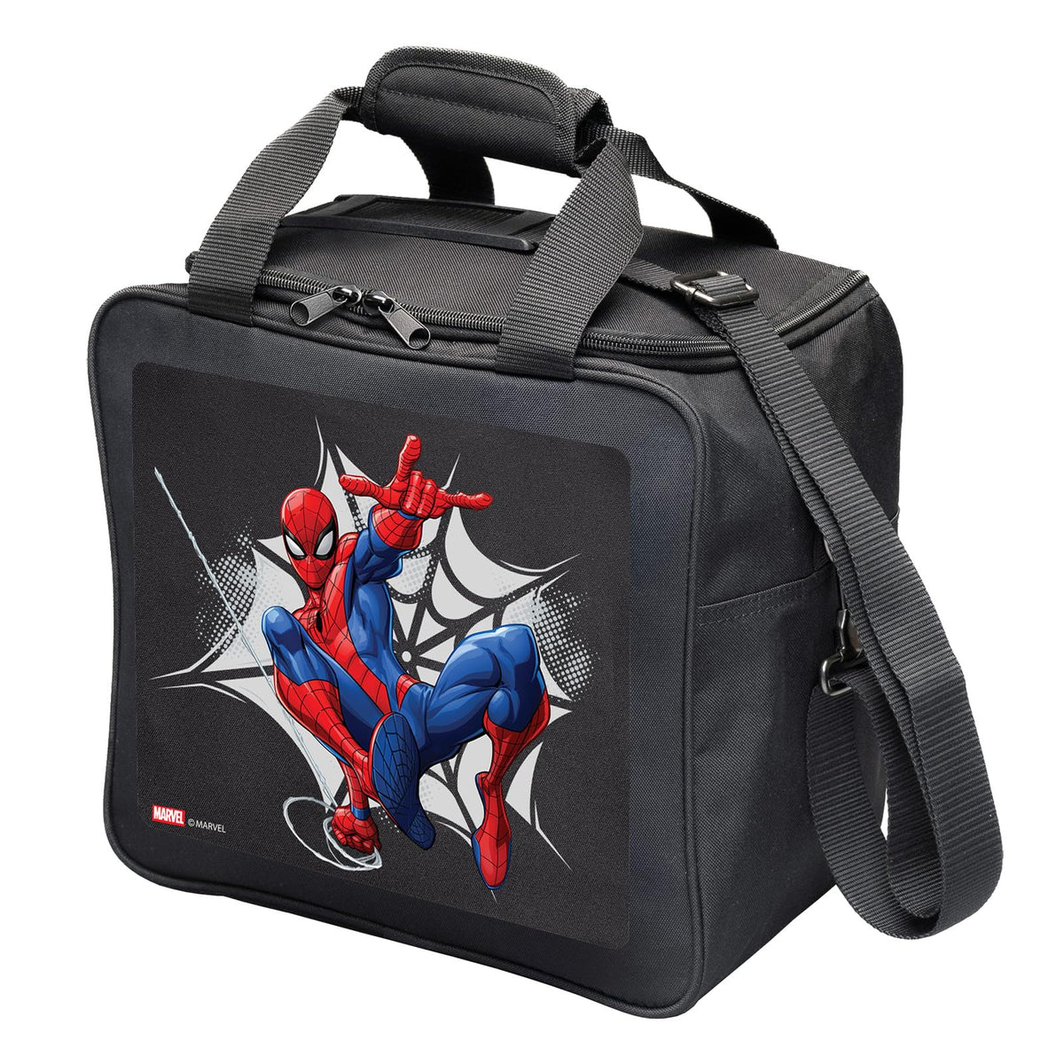 KR Strikeforce Marvel Bowling Ball Tote Bag with Inside Shoe Storage and Side Accessory Pocket (Spider Man Web) - view 2