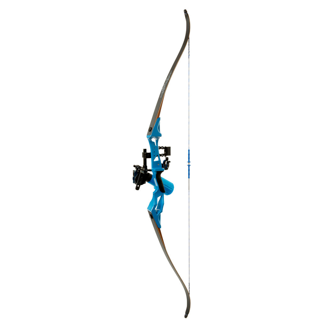 Fin-Finder Fin Finder Bank Runner Bowfishing Recurve Package in with Winch Pro Bowfishing Reel Blue 35 lbs. RH - Front View