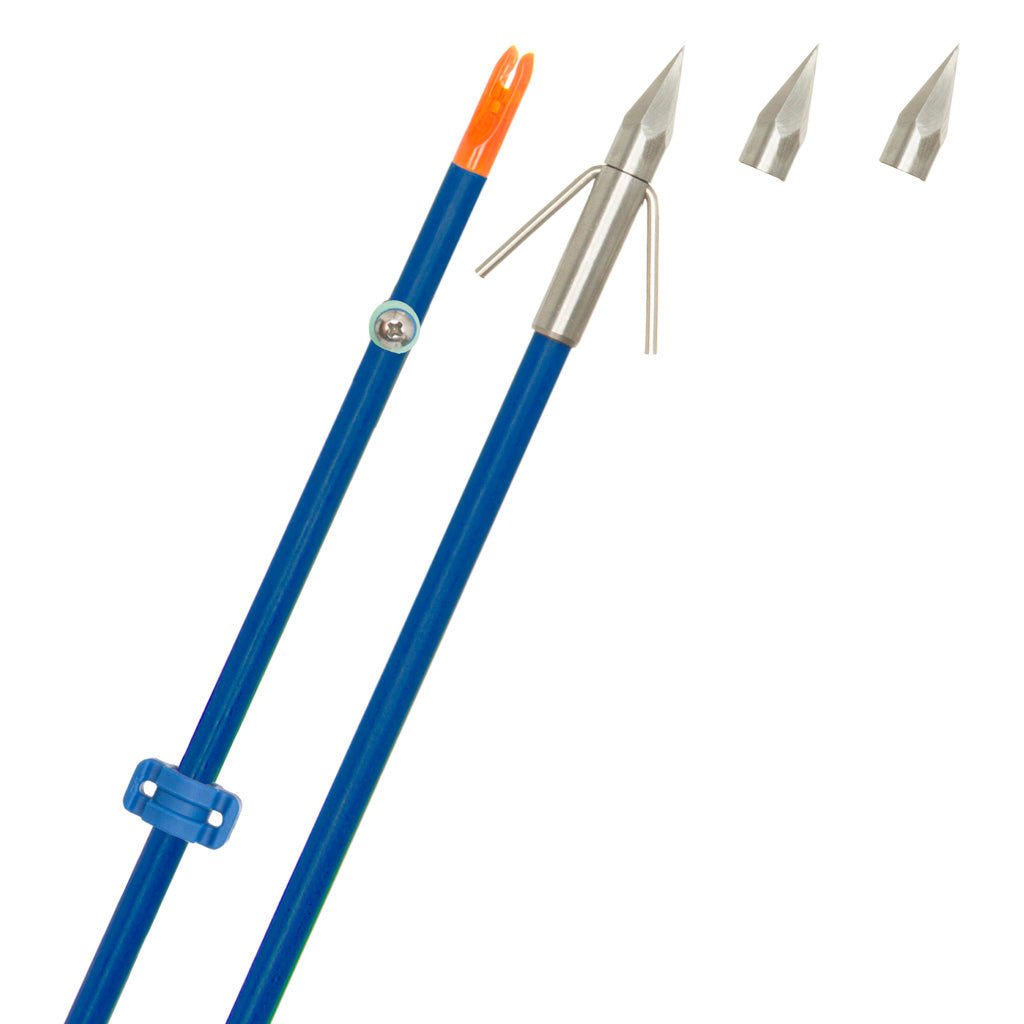 Fin-Finder Fin Finder Raider Pro Bowfishing Arrow in Blue with Bighead Point - Front View