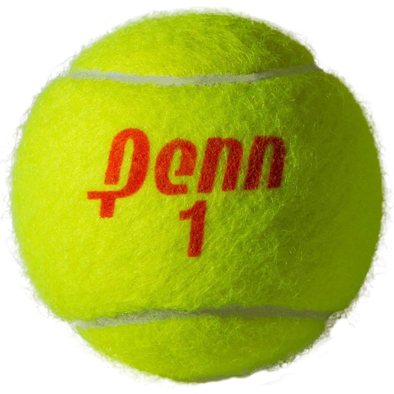 Case of tennis balls in multiple cans with labeled packaging and sealed lids.